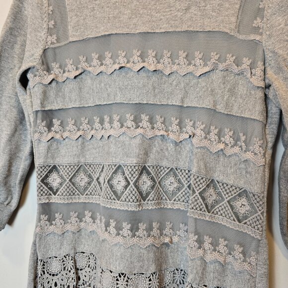 Sundance Dress Lovely Days Pointelle Knit Sweater Mini Crochet Boho Womens Small - Picture 2 of 7